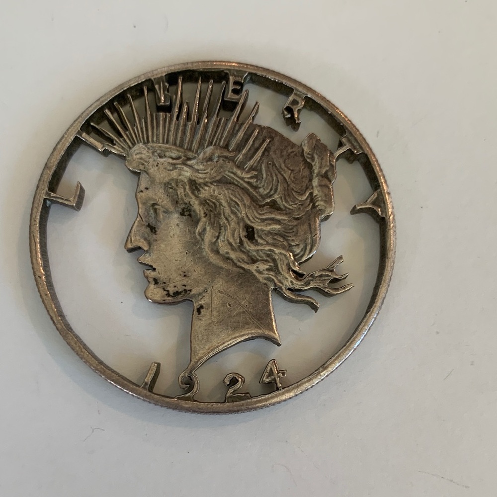 Vintage 1924 Silver Dollar Liberty Head Coin Cutout